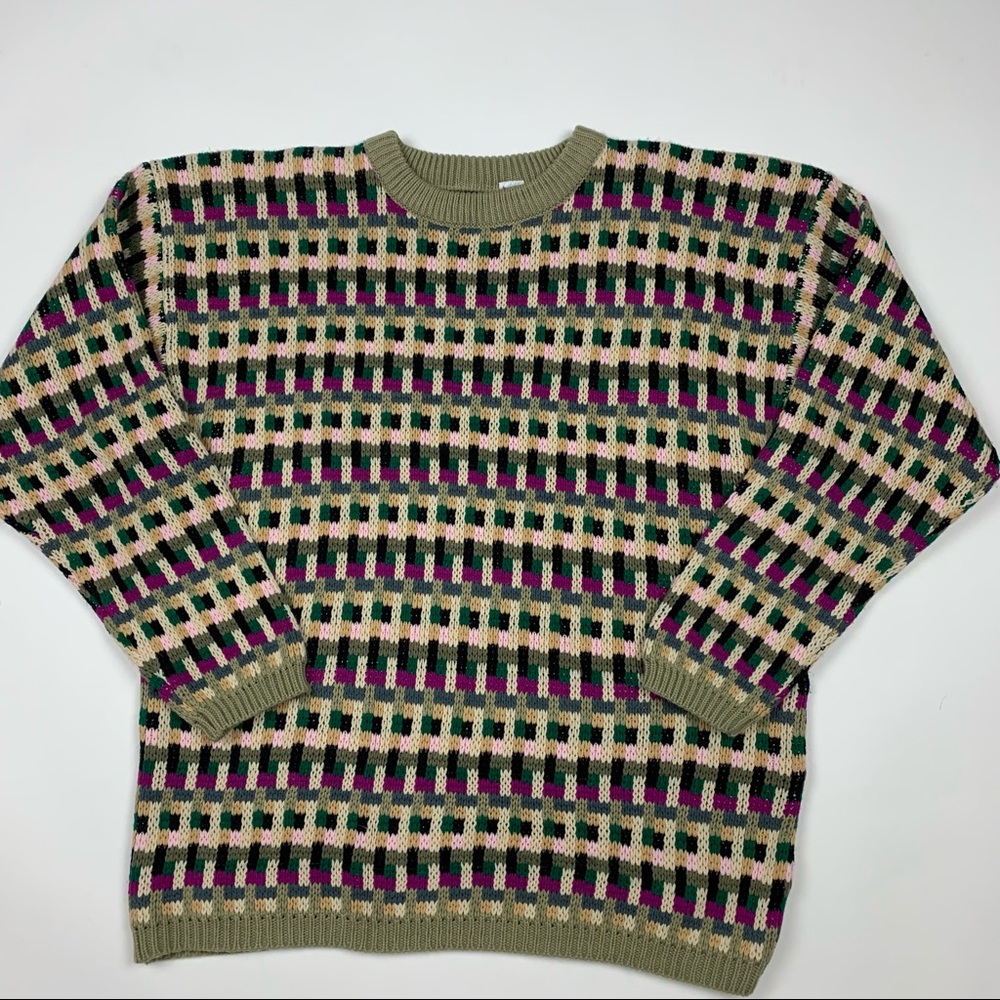 Vintage 90s Retro Color Block Knitted Sweater